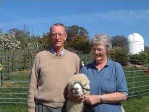 Bob and Judy with alpaca herd sire Clancy